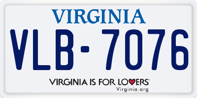 VA license plate VLB7076