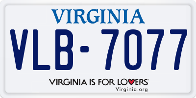 VA license plate VLB7077