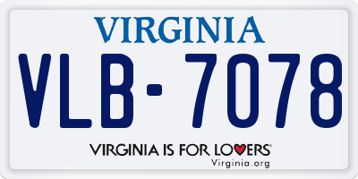 VA license plate VLB7078