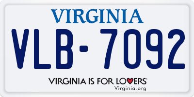 VA license plate VLB7092