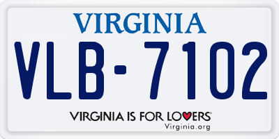 VA license plate VLB7102