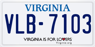 VA license plate VLB7103