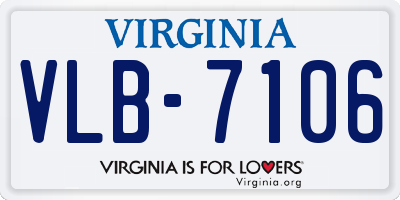 VA license plate VLB7106