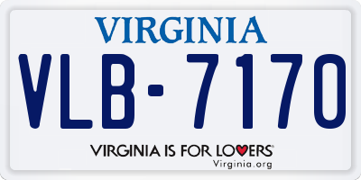 VA license plate VLB7170