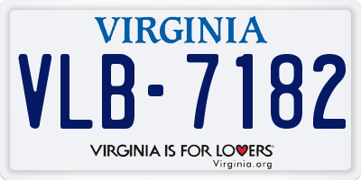 VA license plate VLB7182