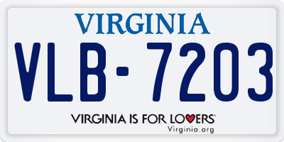 VA license plate VLB7203
