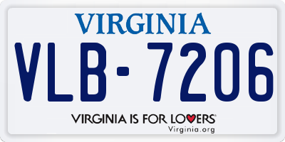 VA license plate VLB7206