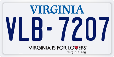 VA license plate VLB7207