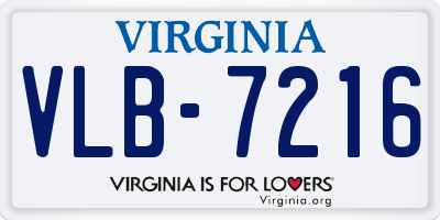 VA license plate VLB7216