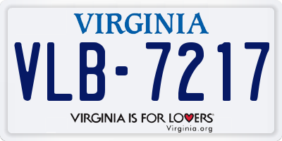VA license plate VLB7217