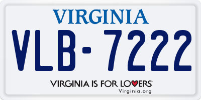 VA license plate VLB7222