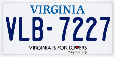 VA license plate VLB7227