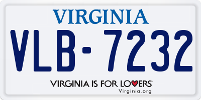 VA license plate VLB7232