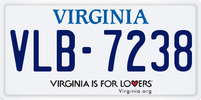 VA license plate VLB7238