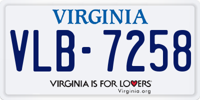 VA license plate VLB7258