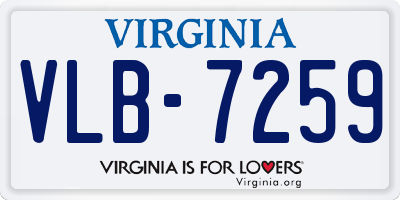 VA license plate VLB7259
