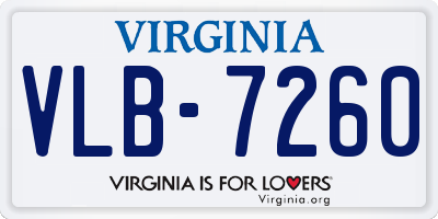 VA license plate VLB7260