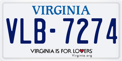 VA license plate VLB7274