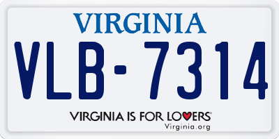VA license plate VLB7314