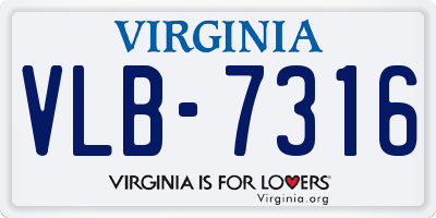 VA license plate VLB7316