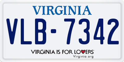 VA license plate VLB7342