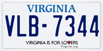 VA license plate VLB7344
