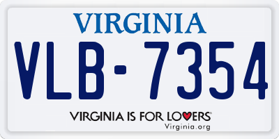 VA license plate VLB7354