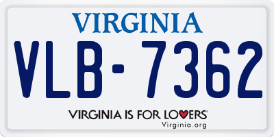 VA license plate VLB7362