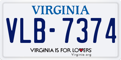 VA license plate VLB7374