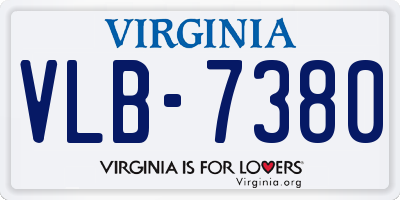 VA license plate VLB7380