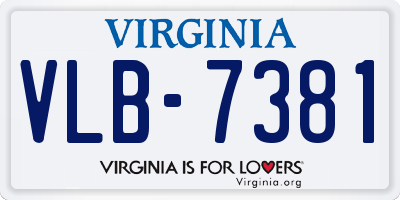 VA license plate VLB7381