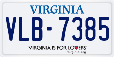 VA license plate VLB7385