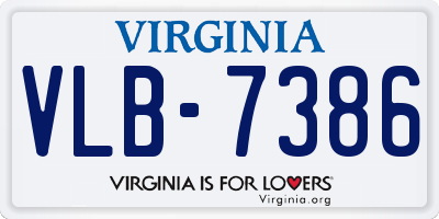 VA license plate VLB7386