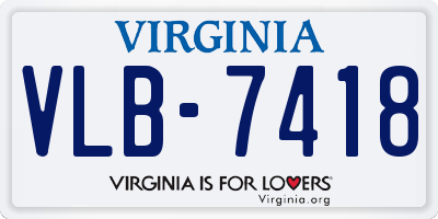 VA license plate VLB7418