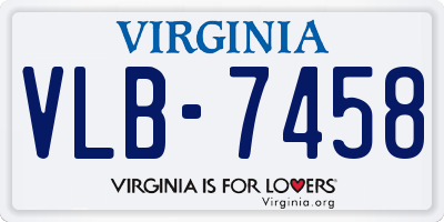 VA license plate VLB7458