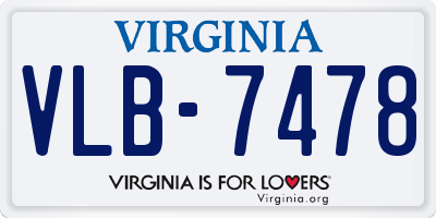 VA license plate VLB7478