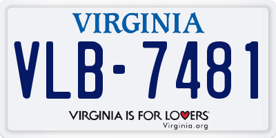 VA license plate VLB7481