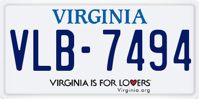 VA license plate VLB7494