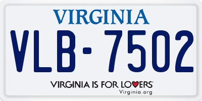 VA license plate VLB7502