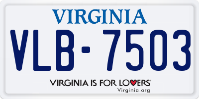 VA license plate VLB7503