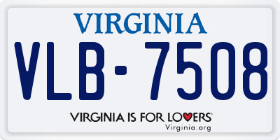 VA license plate VLB7508