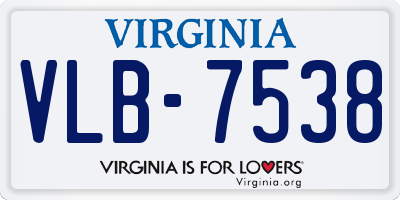 VA license plate VLB7538