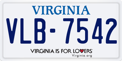 VA license plate VLB7542