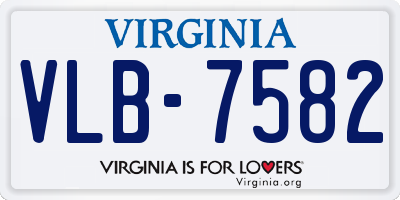 VA license plate VLB7582