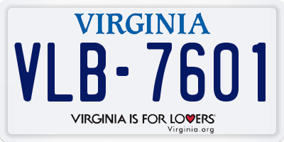 VA license plate VLB7601