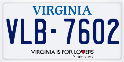 VA license plate VLB7602
