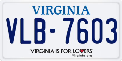 VA license plate VLB7603