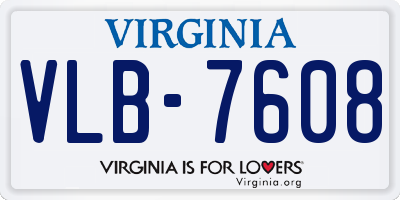 VA license plate VLB7608