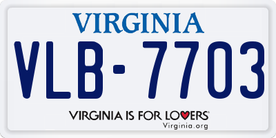 VA license plate VLB7703
