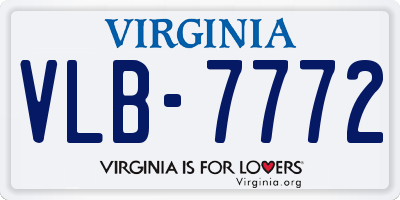 VA license plate VLB7772